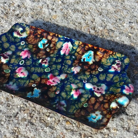 Vintage Mid Century Modern Enamel on Copper Millefiori Tray - Picture 3 of 9